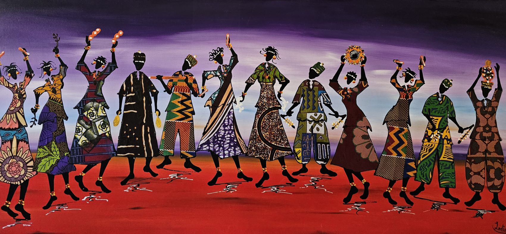 Personages dansende mensen op paars